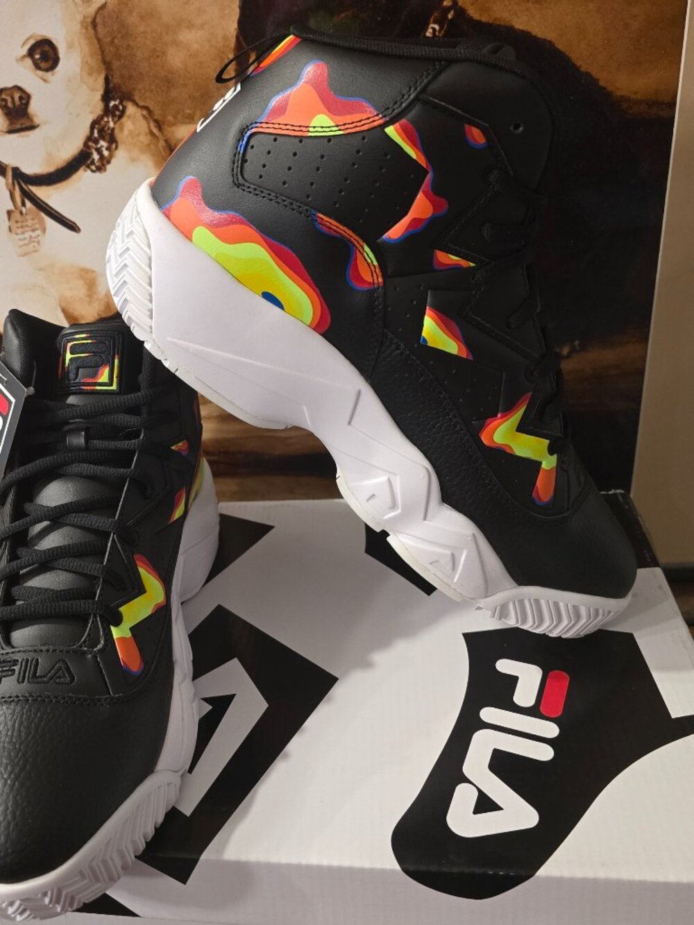 FILA - Men's MB Shoes (1BM01745 024) Basketball Black Yellow Men's Sz 12 NEW